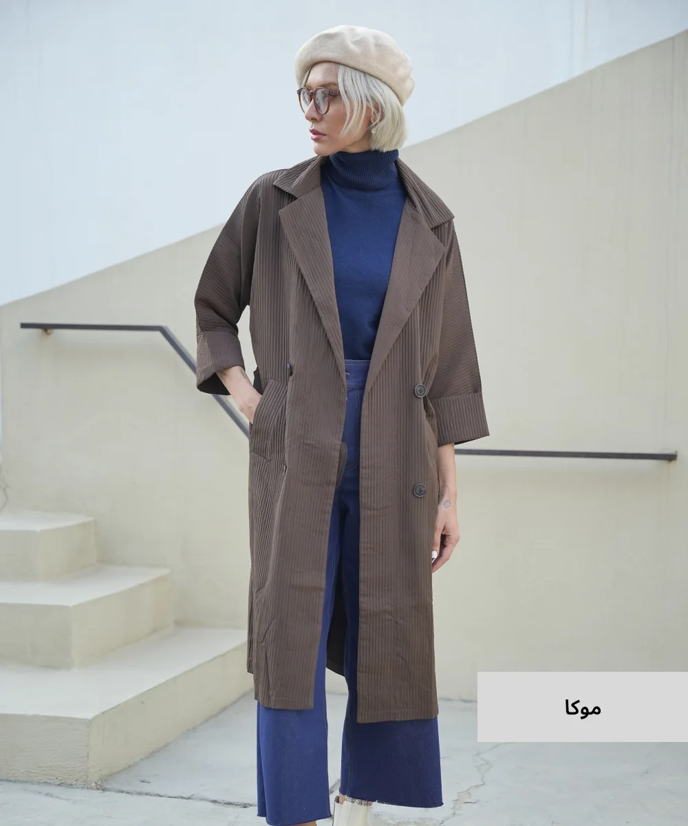 مانتو پاییزه بلند کرکره ای M41321 - Image 2