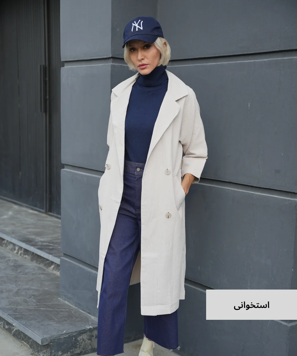 مانتو پاییزه بلند کرکره ای M41321 - Image 3