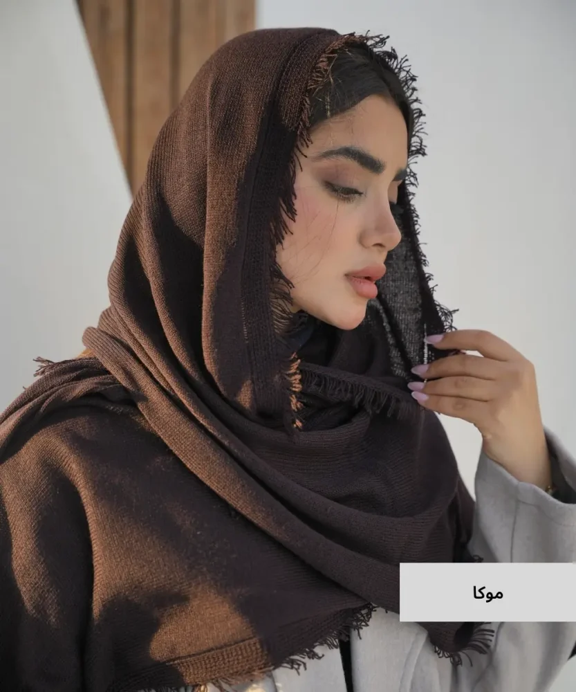شال دور قاب بافت دو طرف ریش N51037 - تصویر 5