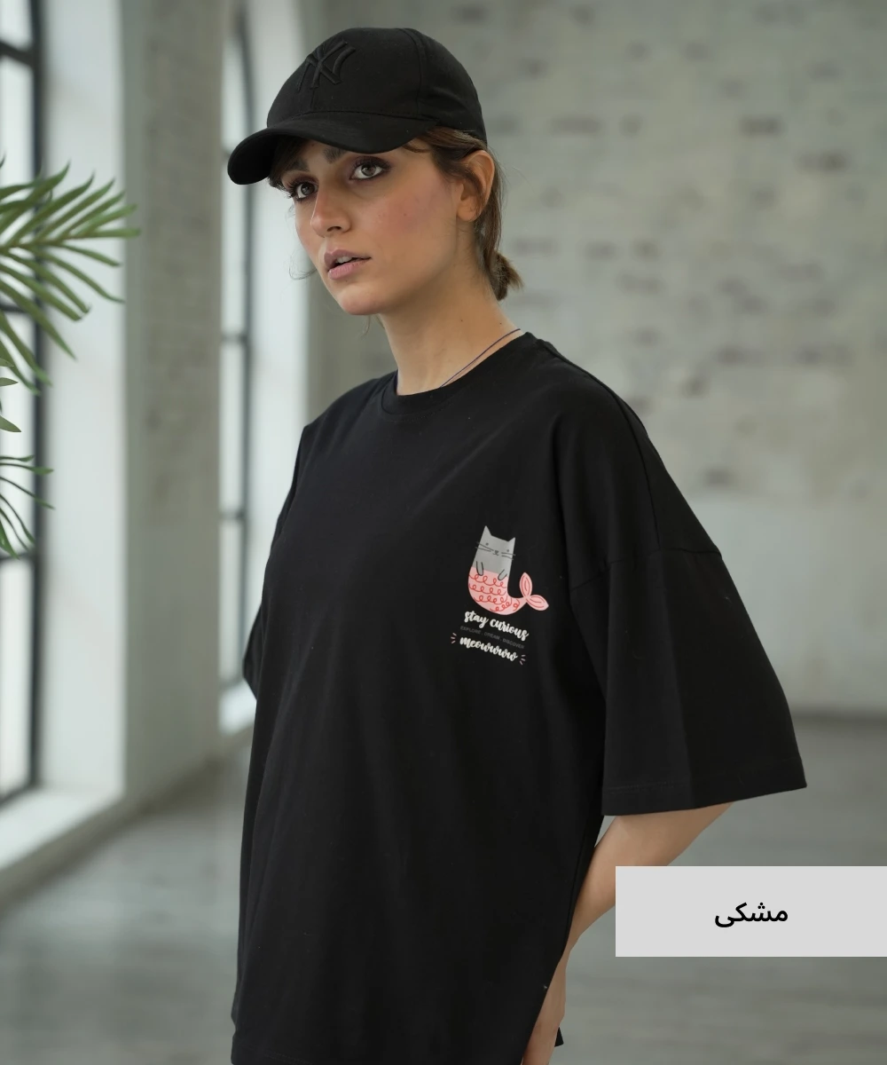 تیشرت باکسی زنانه پنبه T510123 - Image 6