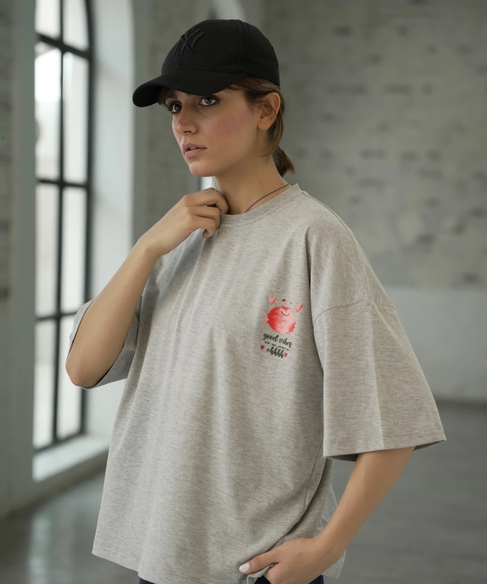 تیشرت باکسی زنانه پنبه T510123