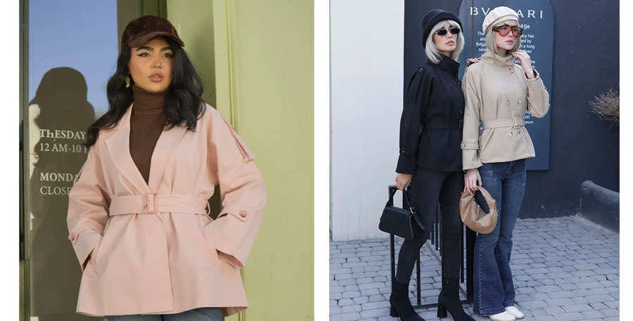 دو مدل استایل با ترنچ کت و بارانی زنانه