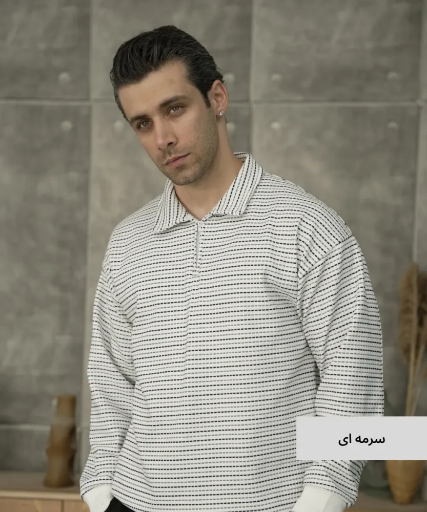 بلوز نیم زیپ مردانه B52061 - تصویر 3