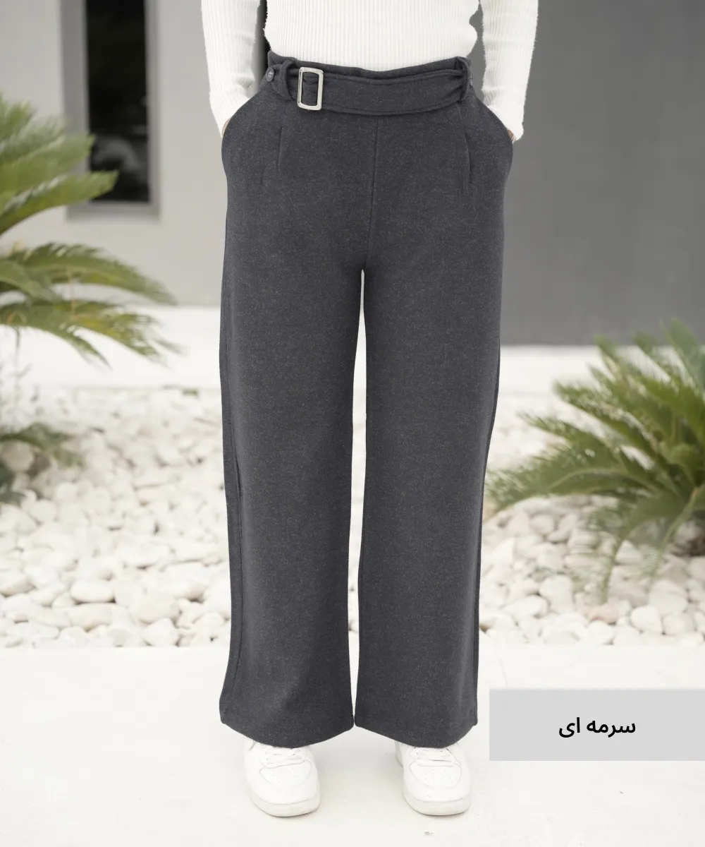 شلوار فوتر بگ سگک دار E51203 - Image 4