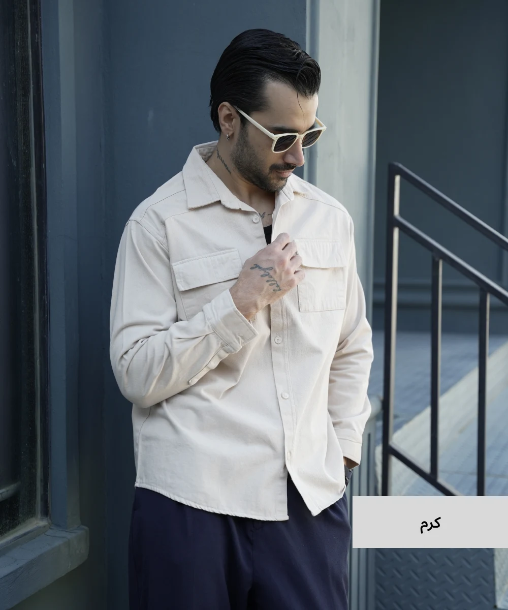 پیراهن کتان دو جیب P52058 - Image 3