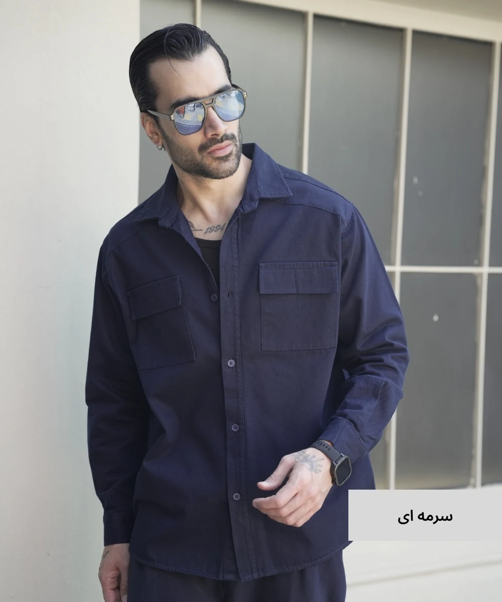 پیراهن کتان دو جیب P52058 - Image 4